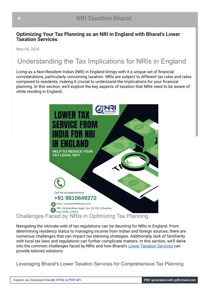 nri taxation bharat n.w