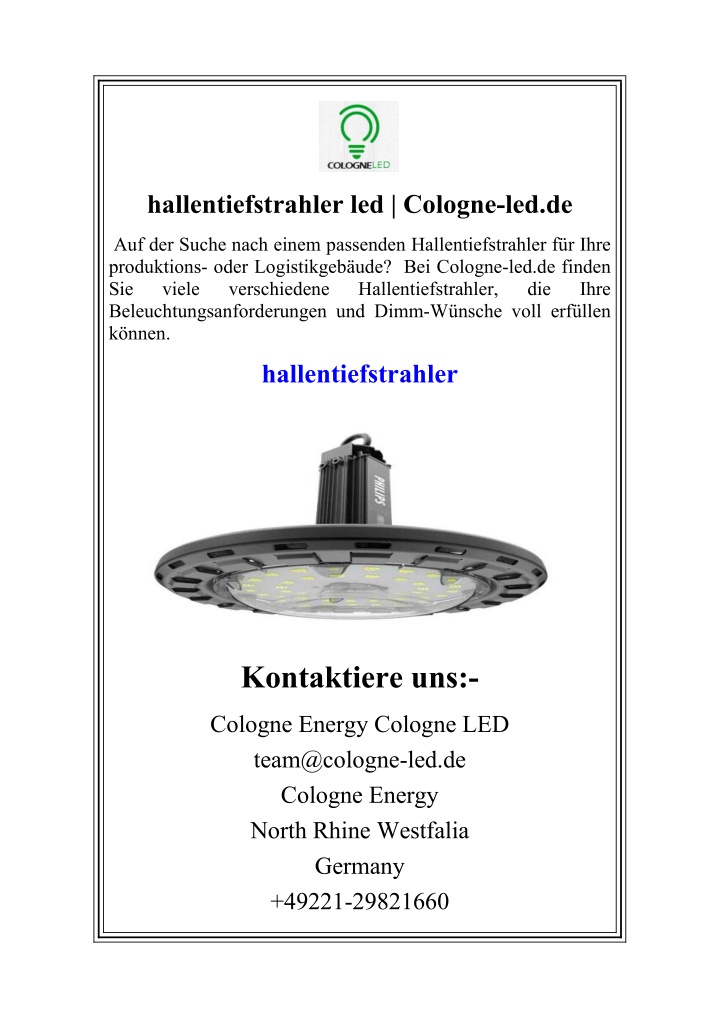 hallentiefstrahler led cologne led de n.w