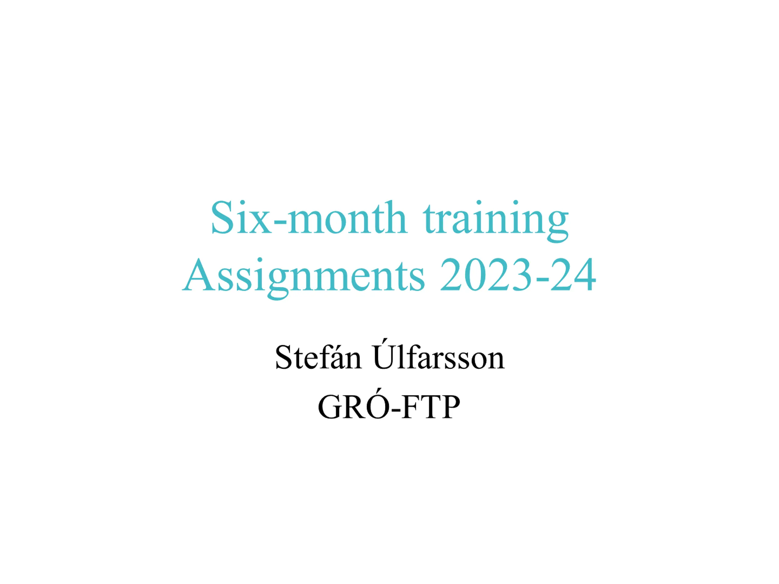 Six-month training Assignments 2023-24