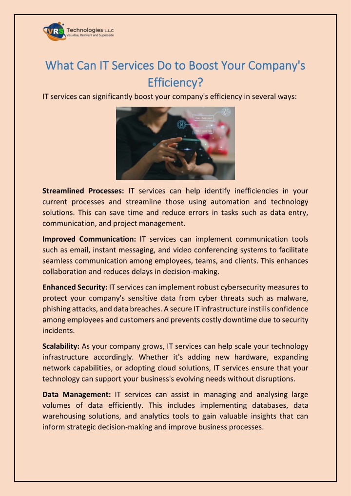 what can it services do to boost your company n.w