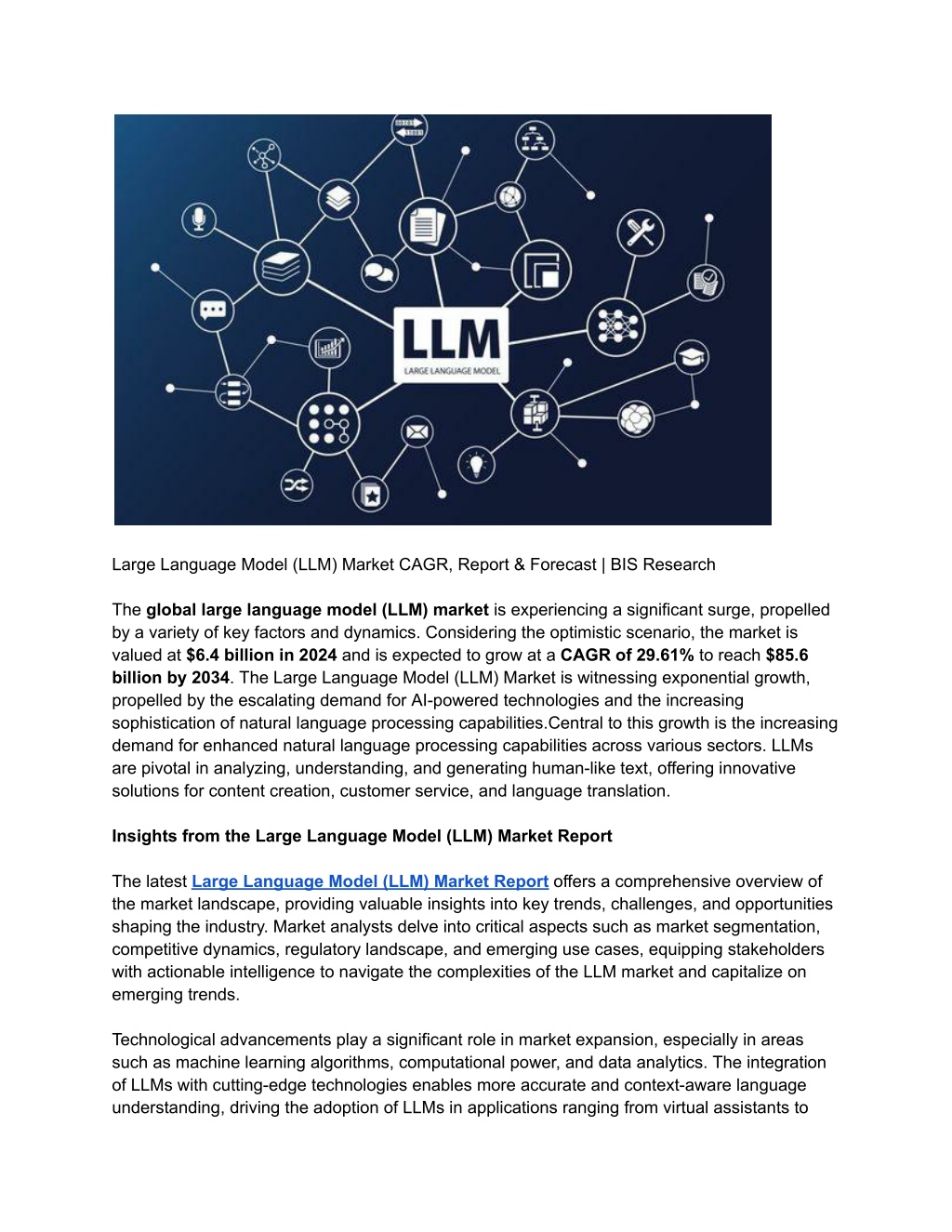 large language model llm market cagr report l.w