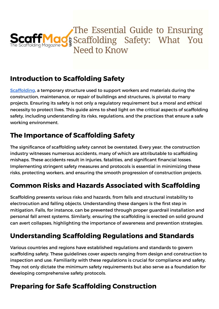the essential guide to ensuring scaffolding n.w