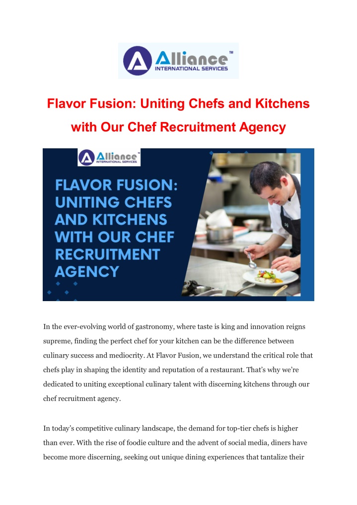 flavor fusion uniting chefs and kitchens n.w