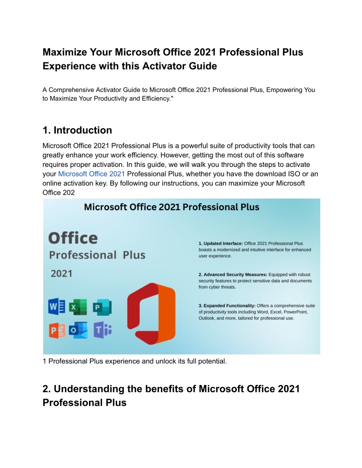 maximize your microsoft office 2021 professional n.w