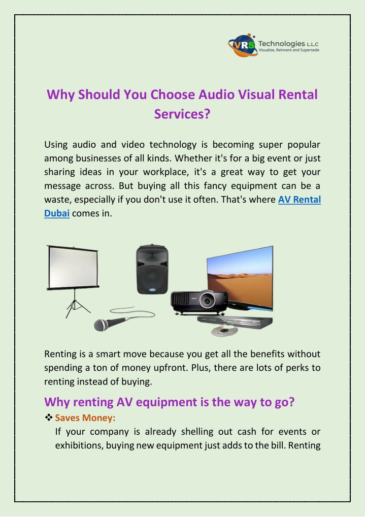 why should you choose audio visual rental services n.w