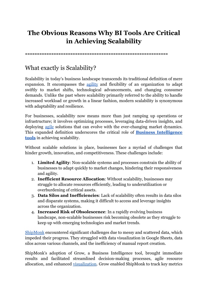 the obvious reasons why bi tools are critical n.w