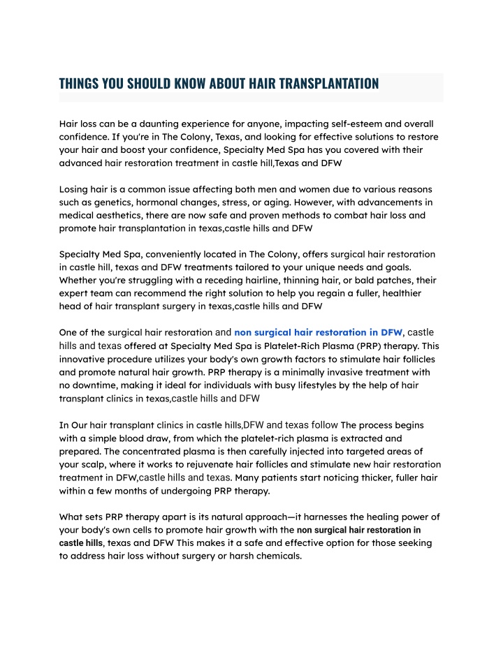 things you should know about hair transplantation n.w