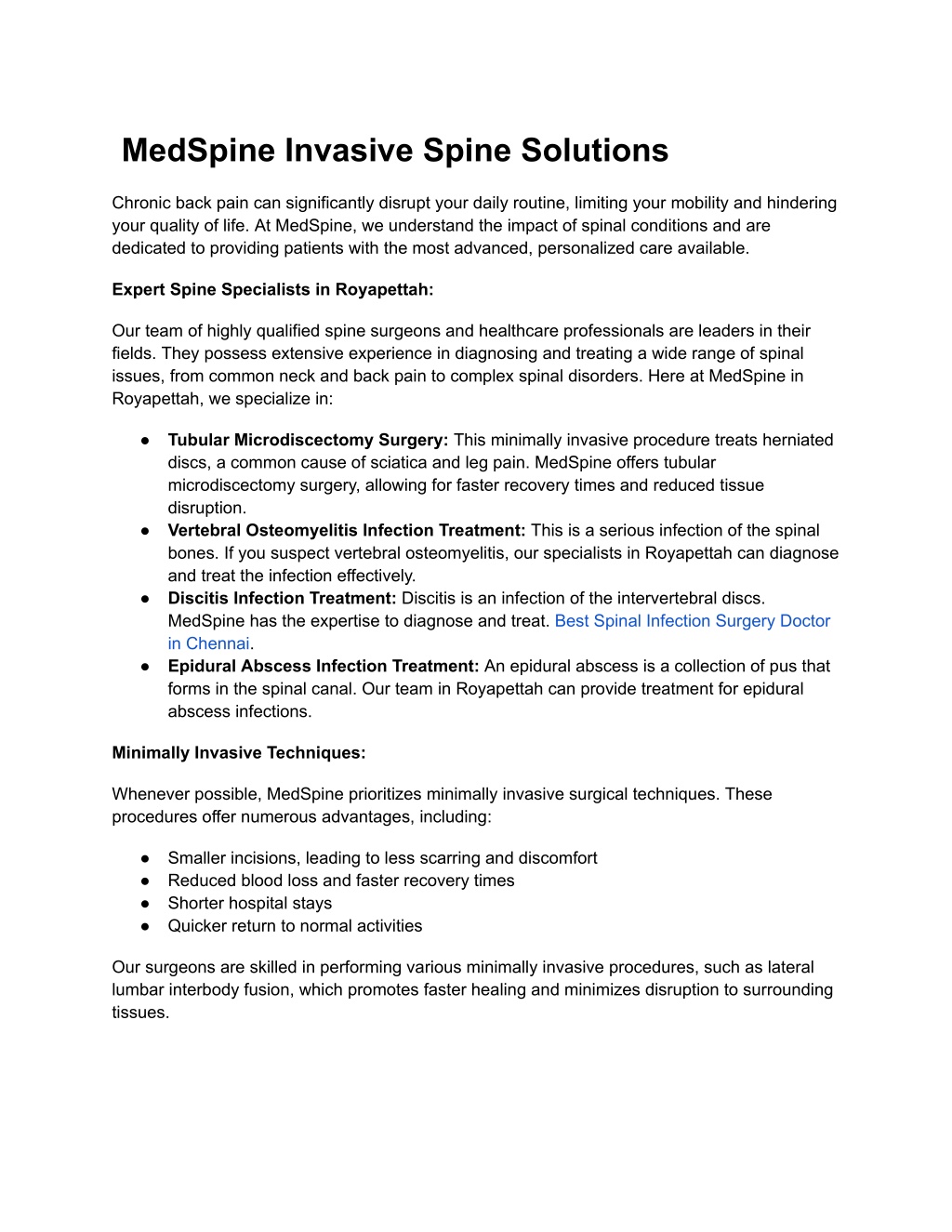 medspine invasive spine solutions l.w