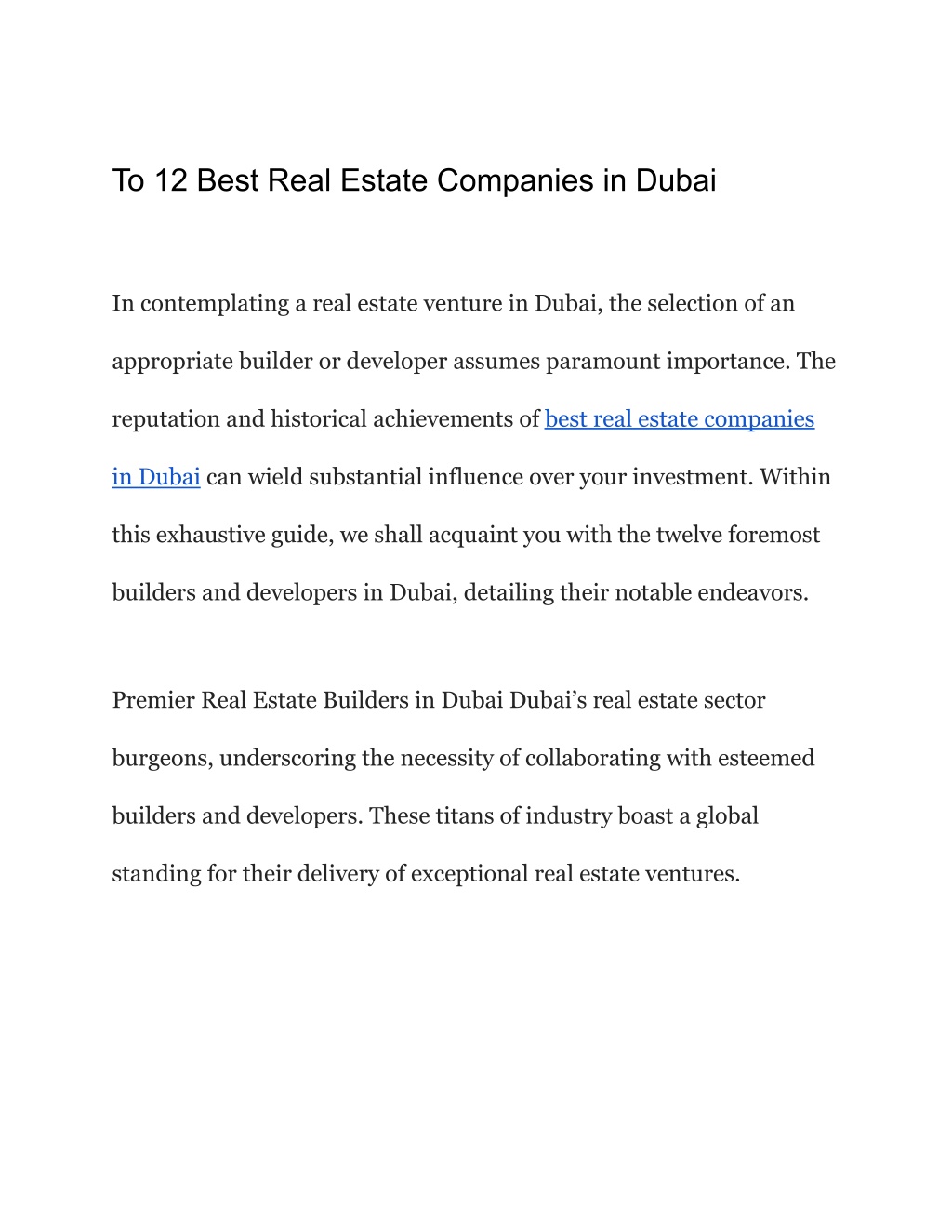 to 12 best real estate companies in dubai l.w