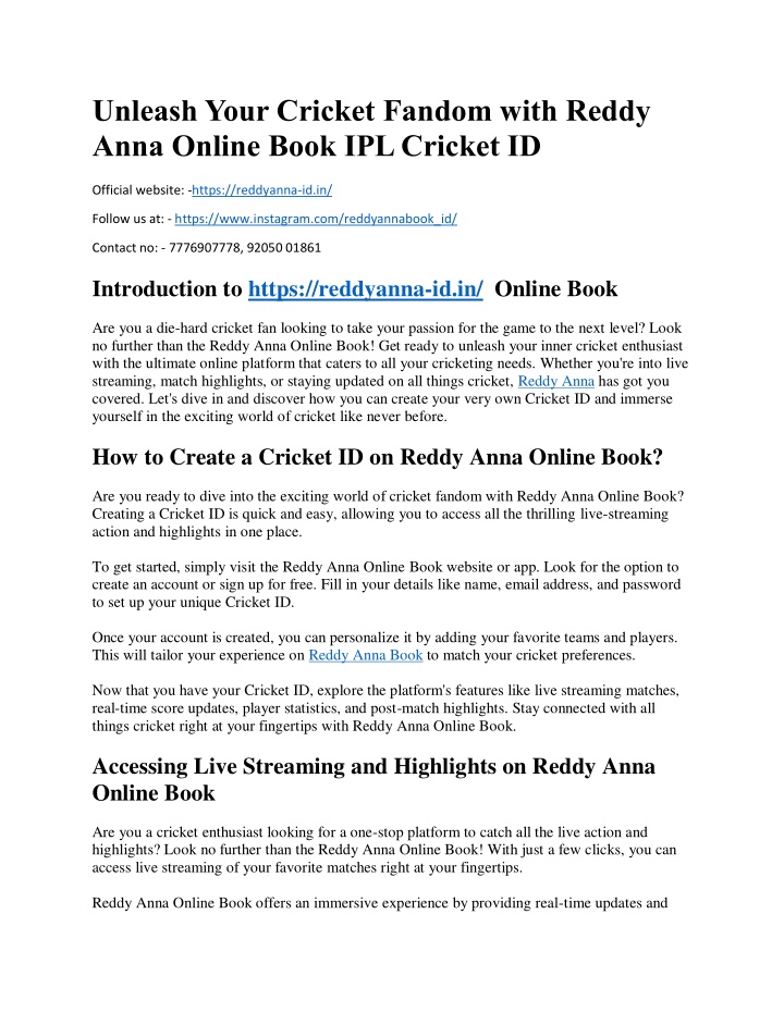 unleash your cricket fandom with reddy anna n.w