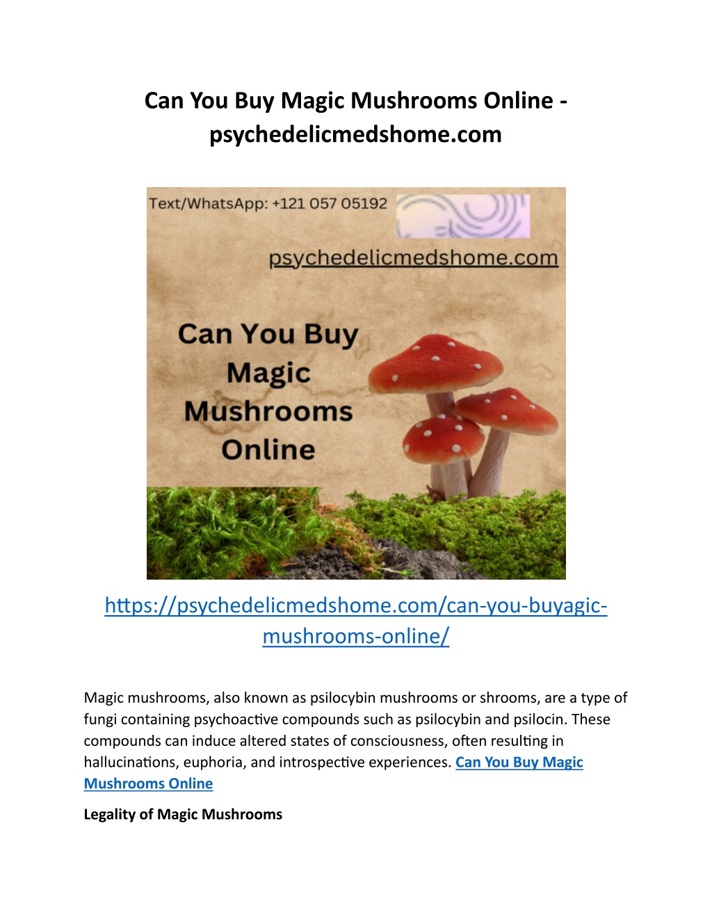 can you buy magic mushrooms online l.w