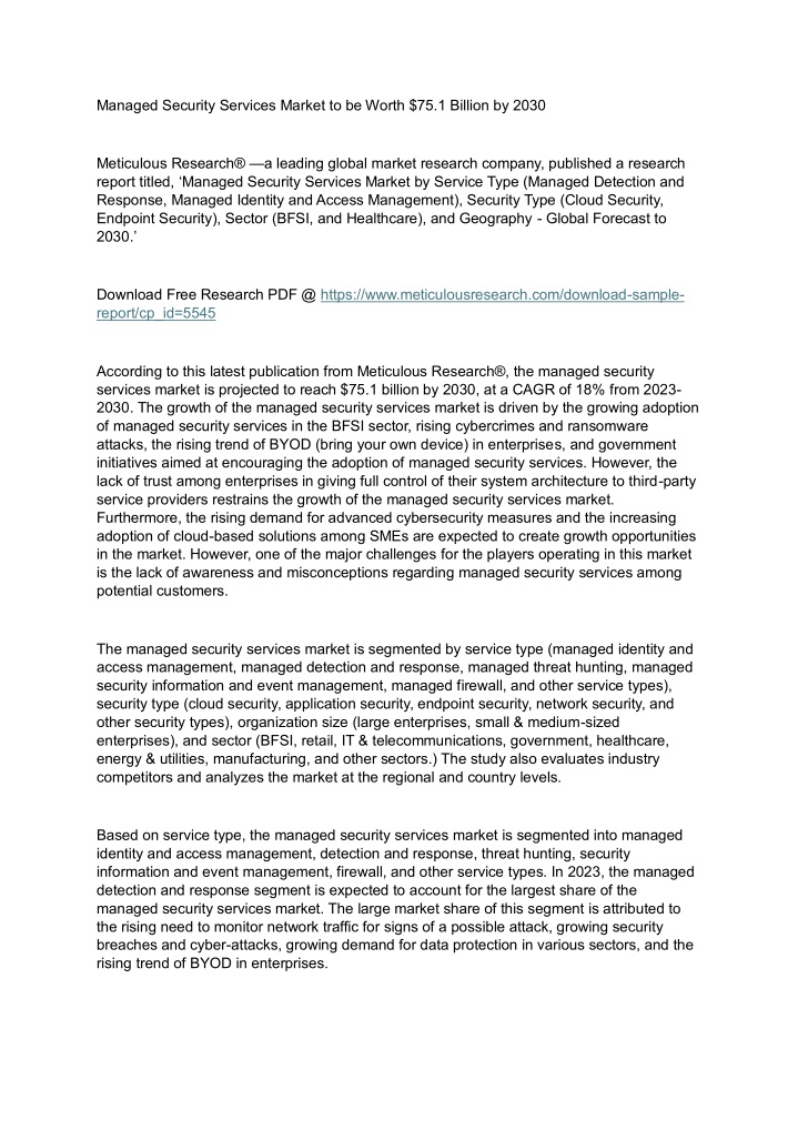 managed security services market to be worth n.w
