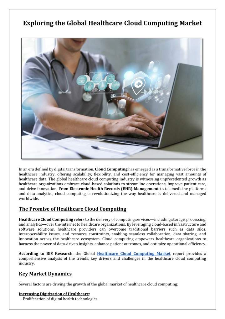 exploring the global healthcare cloud computing n.w