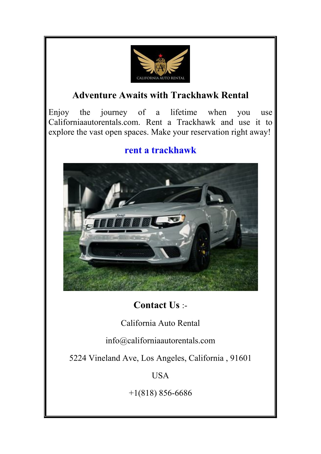 adventure awaits with trackhawk rental l.w