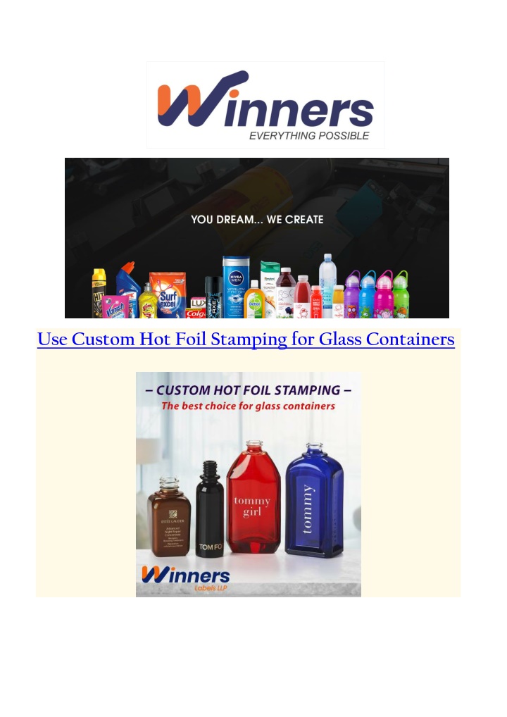 use custom hot foil stamping for glass containers n.w