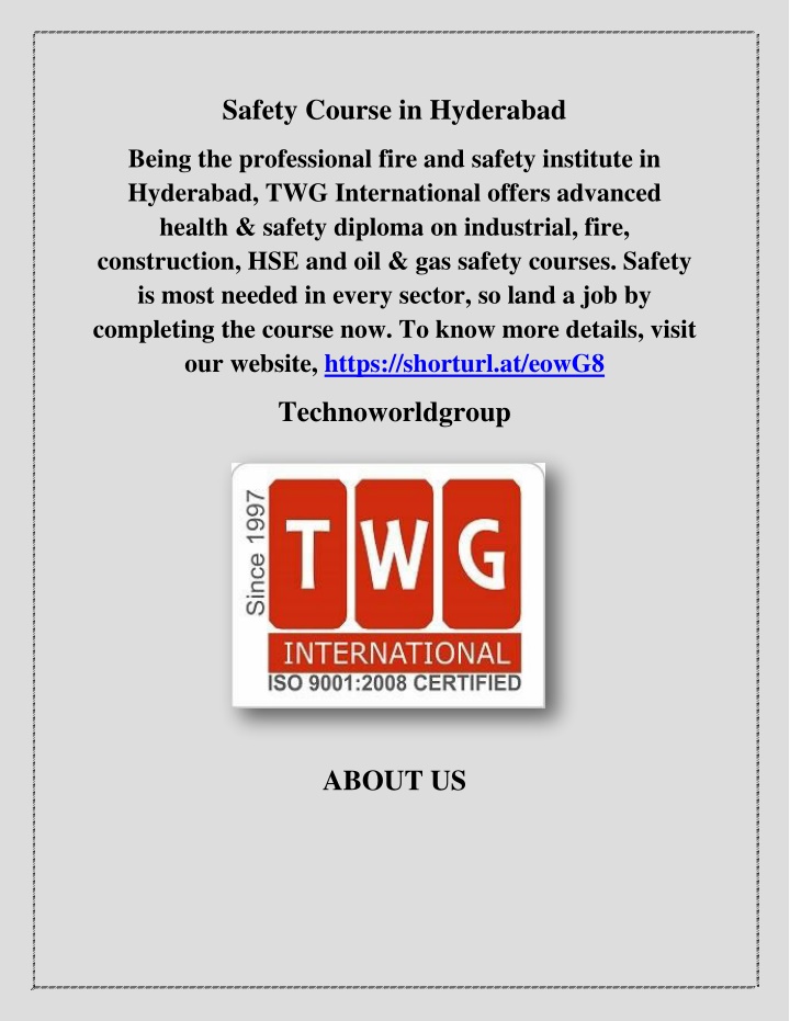 safety course in hyderabad n.w