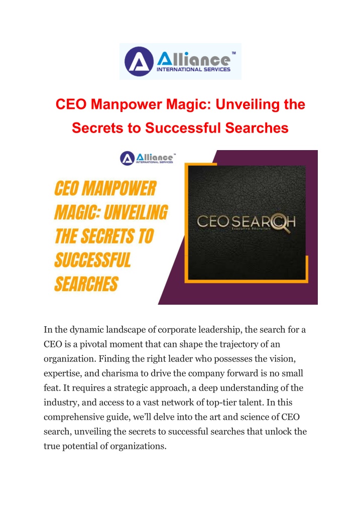 ceo manpower magic unveiling the secrets n.w