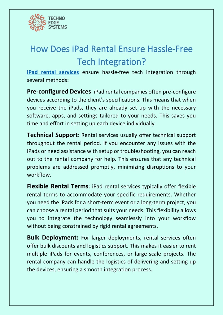 how does ipad rental ensure hassle how does ipad n.w