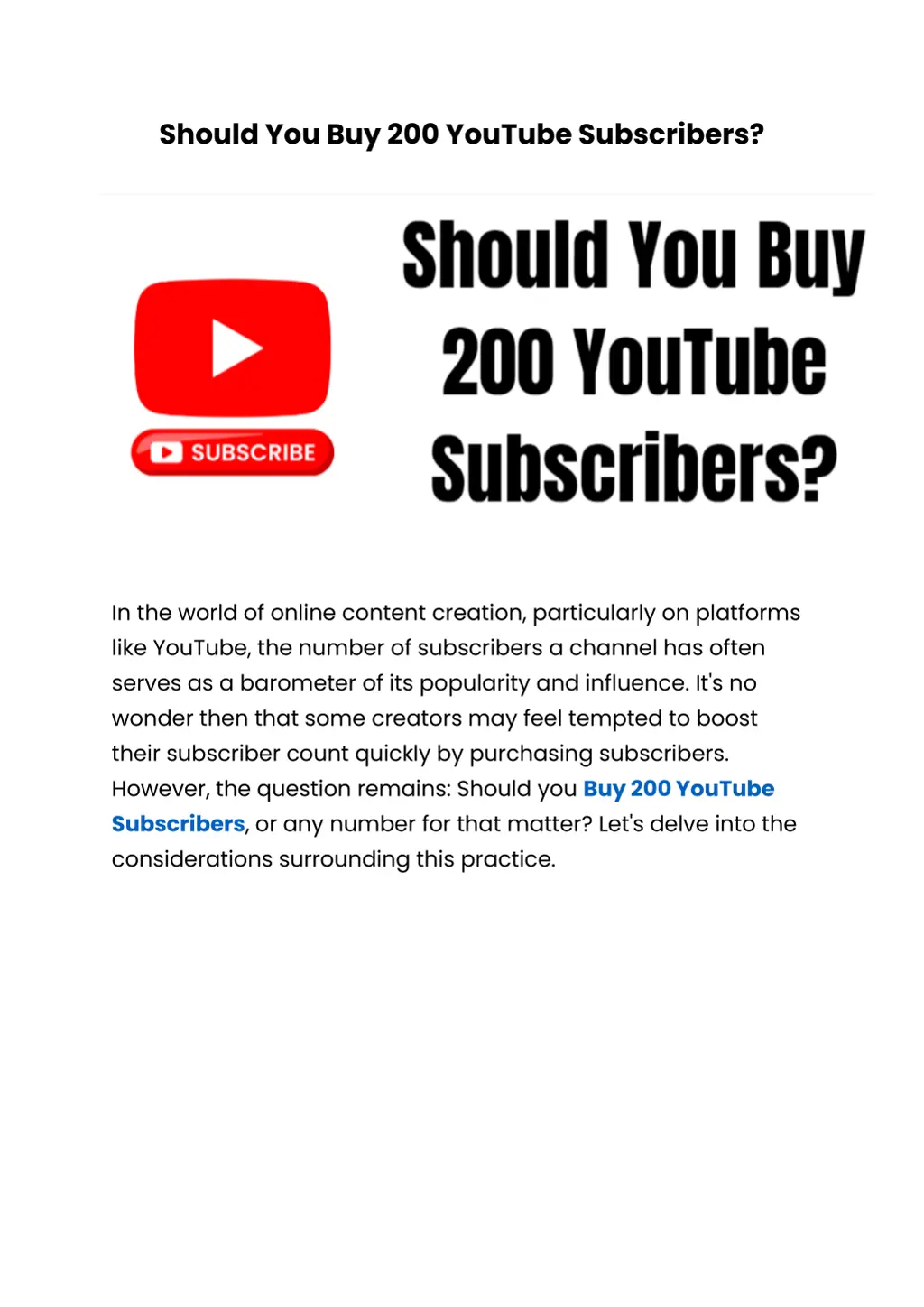 should you buy 200 youtube subscribers n.