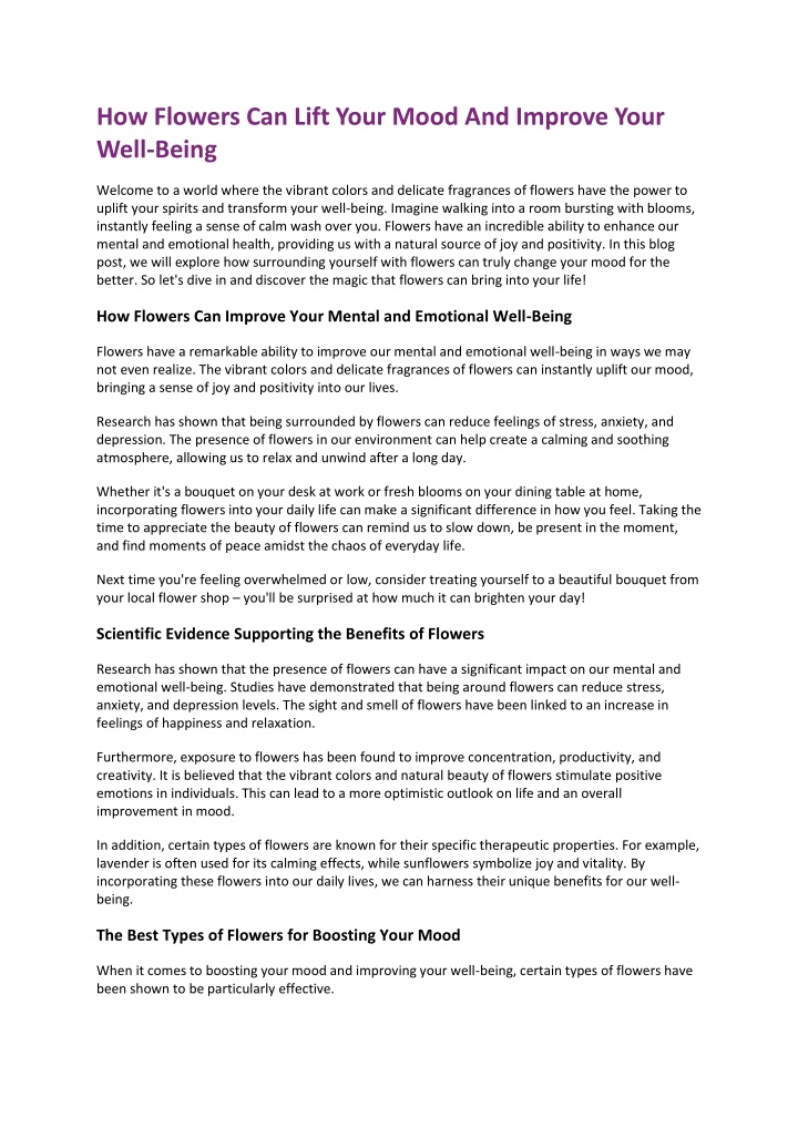 how flowers can lift your mood and improve your n.w