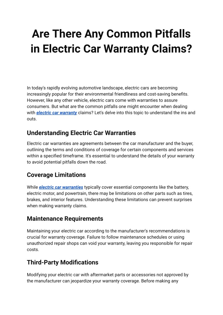 are there any common pitfalls in electric n.w