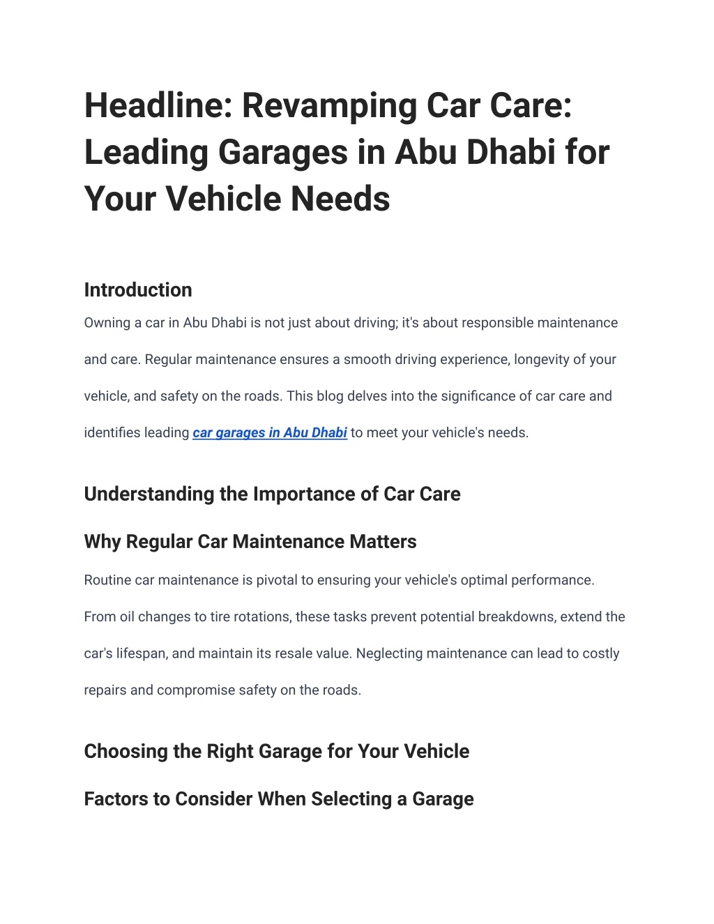 headline revamping car care leading garages l.w