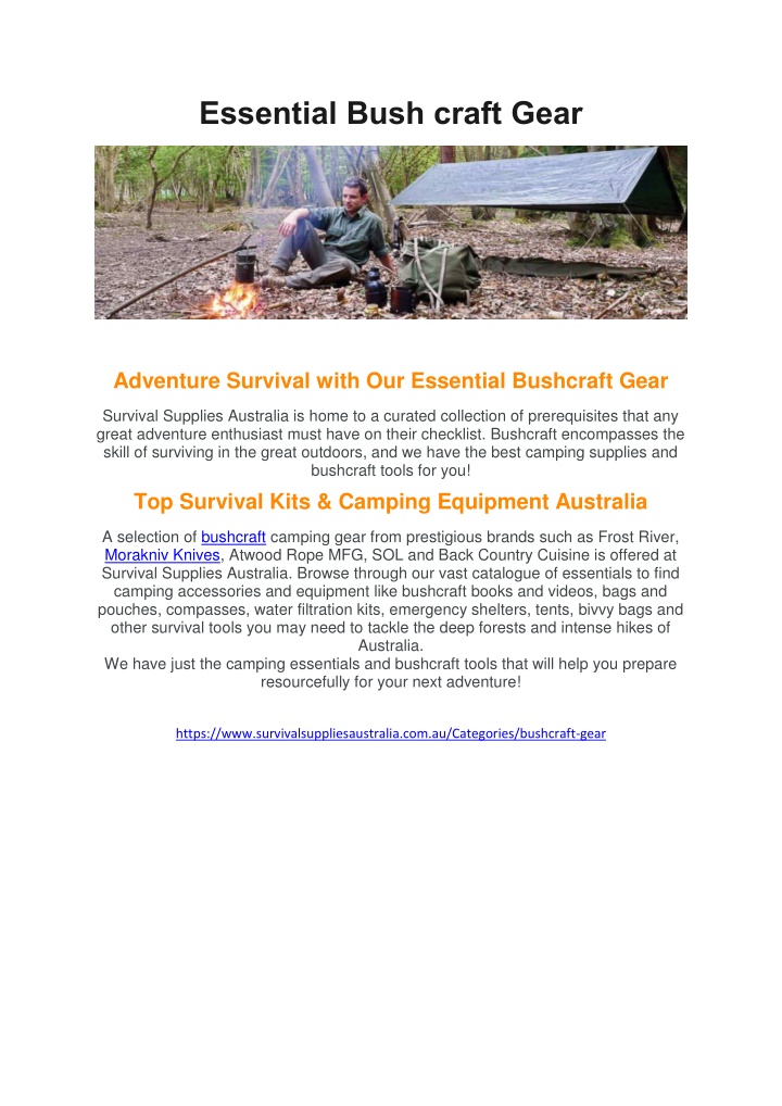 essential bush craft gear n.w