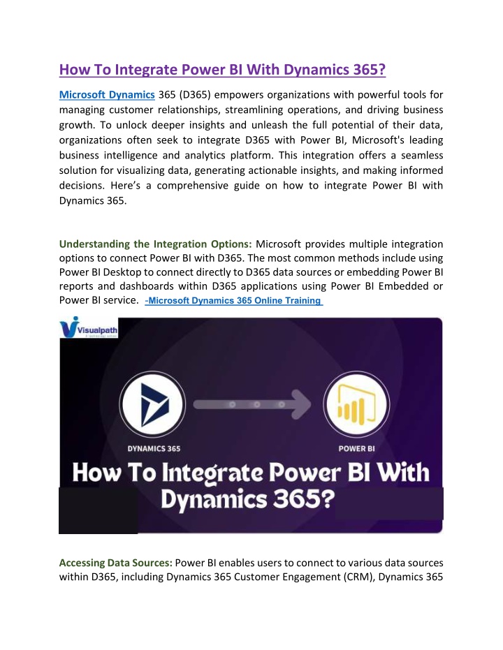 how to integrate power bi with dynamics 365 n.w