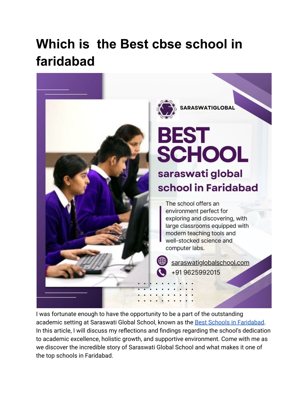 which is the best cbse school in faridabad l.w