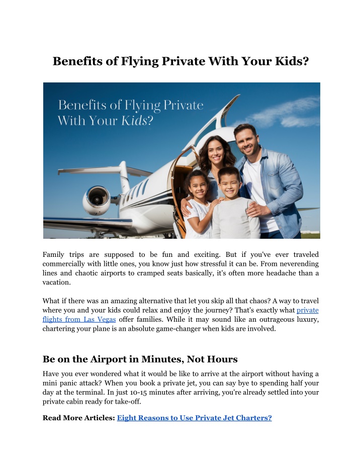 benefits of flying private with your kids n.w