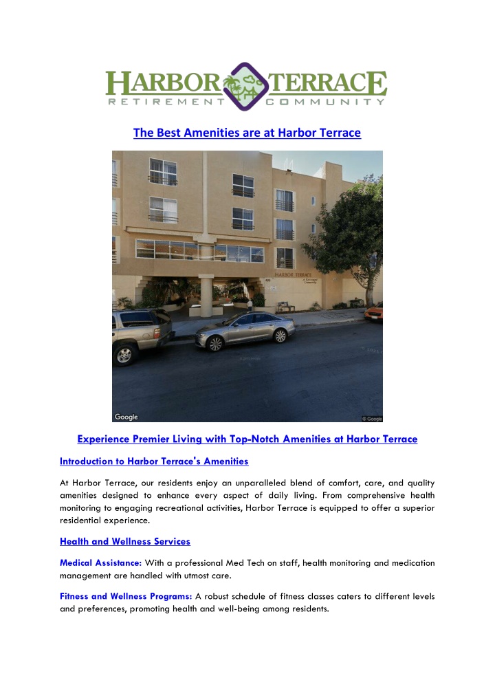 the best amenities are at harbor terrace n.w