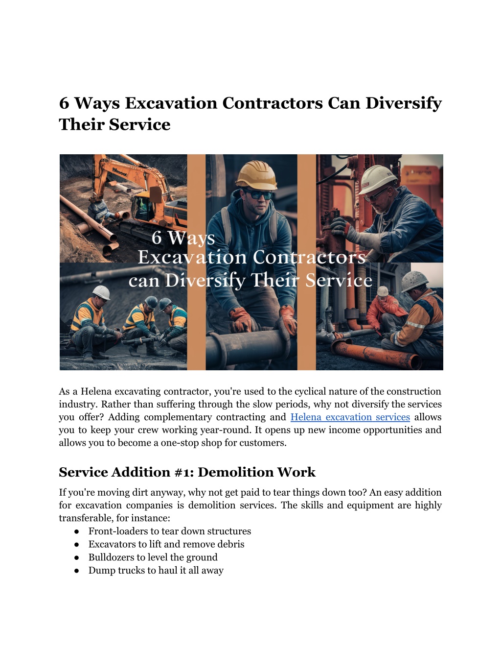 6 ways excavation contractors can diversify their l.w