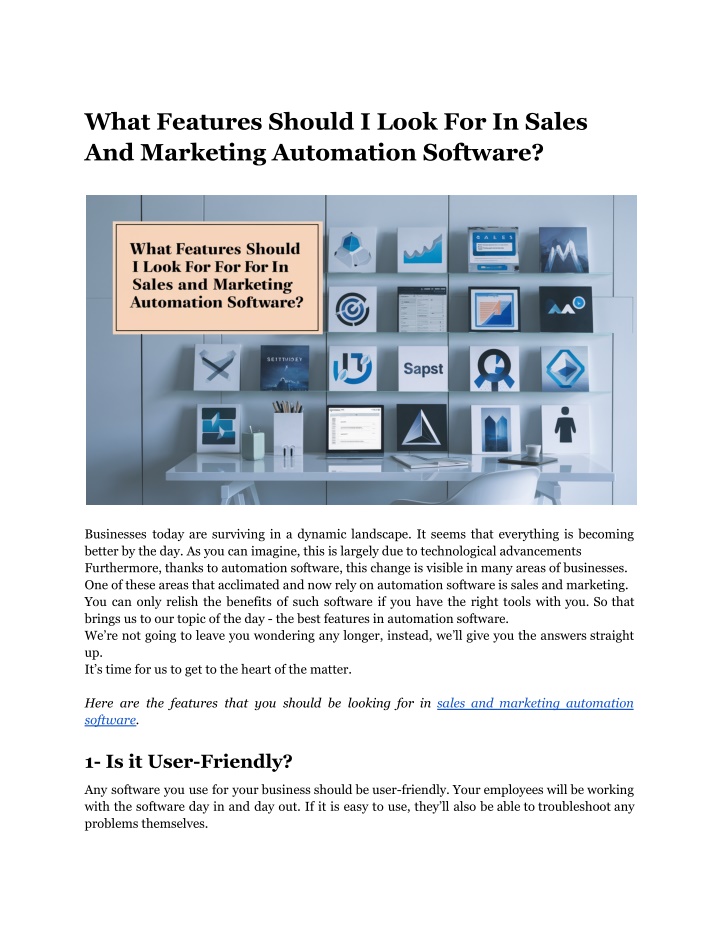 what features should i look for in sales n.w