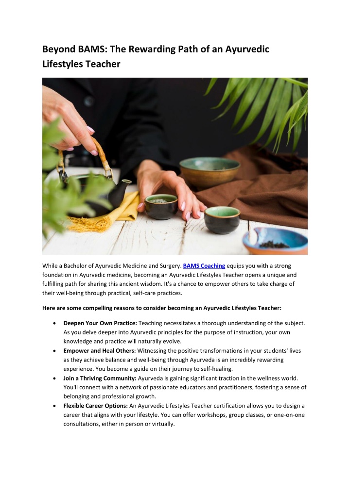 beyond bams the rewarding path of an ayurvedic n.w