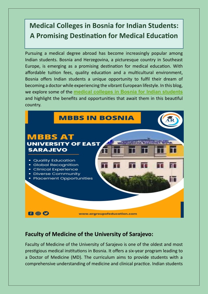 medical colleges in bosnia for indian students n.w