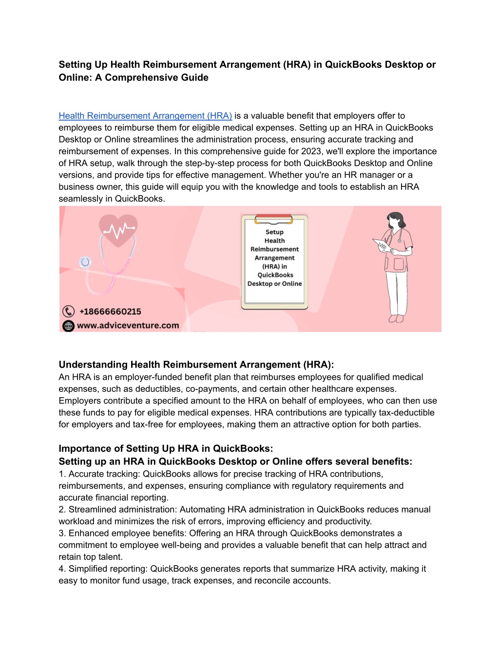 setting up health reimbursement arrangement l.w