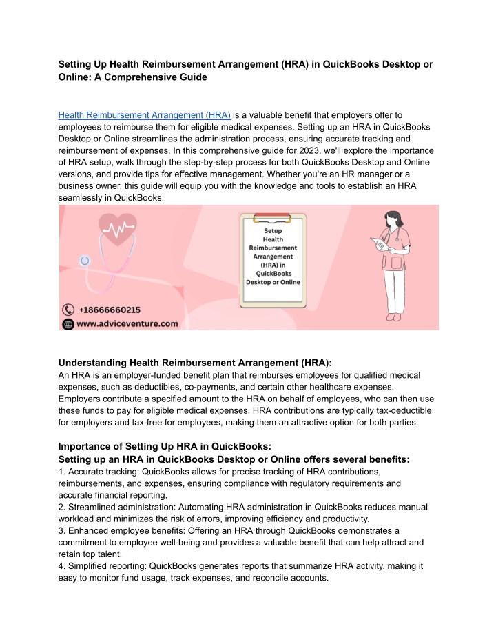 setting up health reimbursement arrangement n.w
