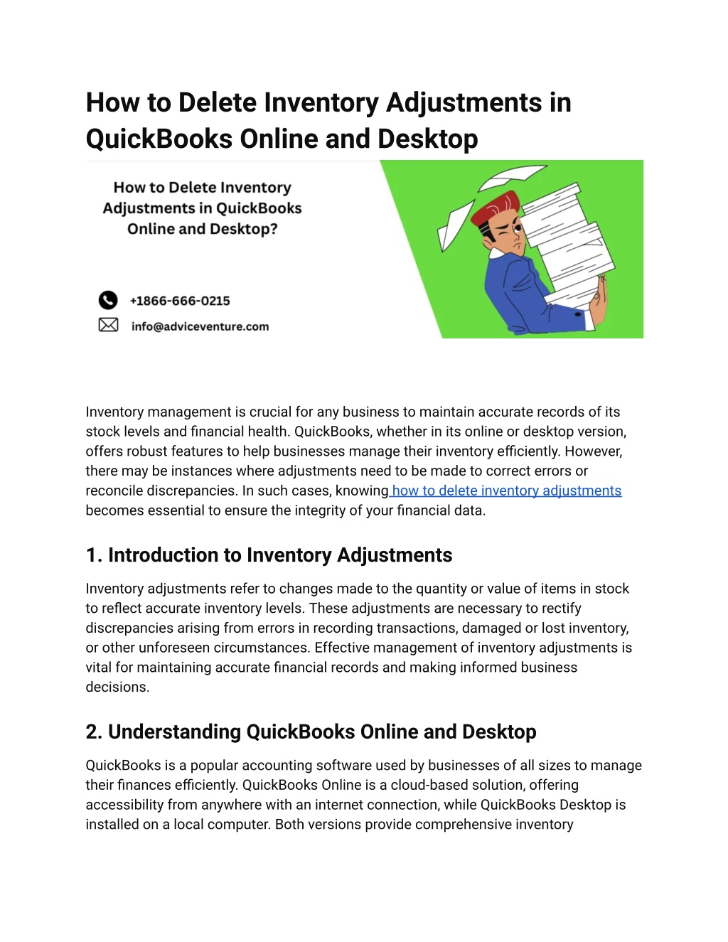how to delete inventory adjustments in quickbooks l.w