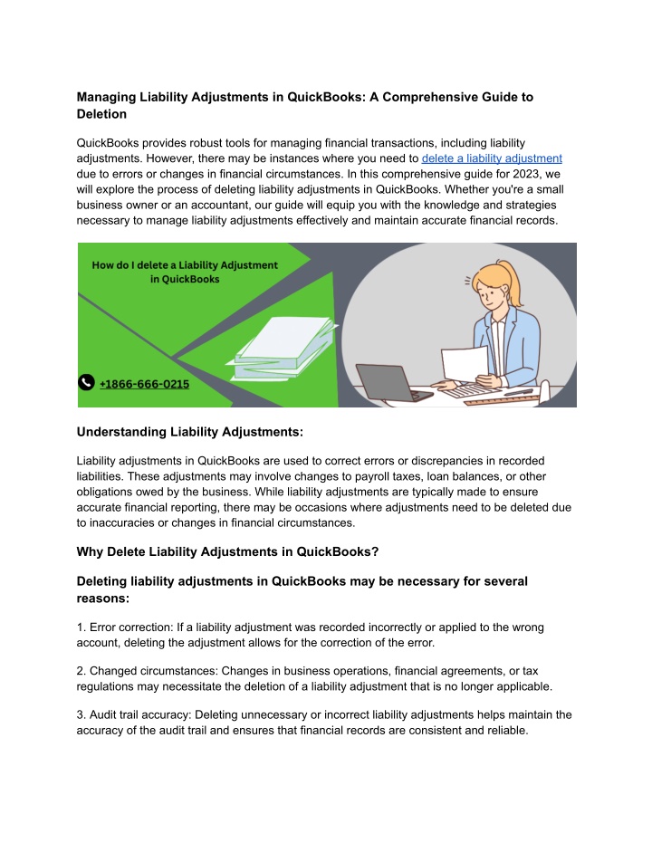 managing liability adjustments in quickbooks n.w
