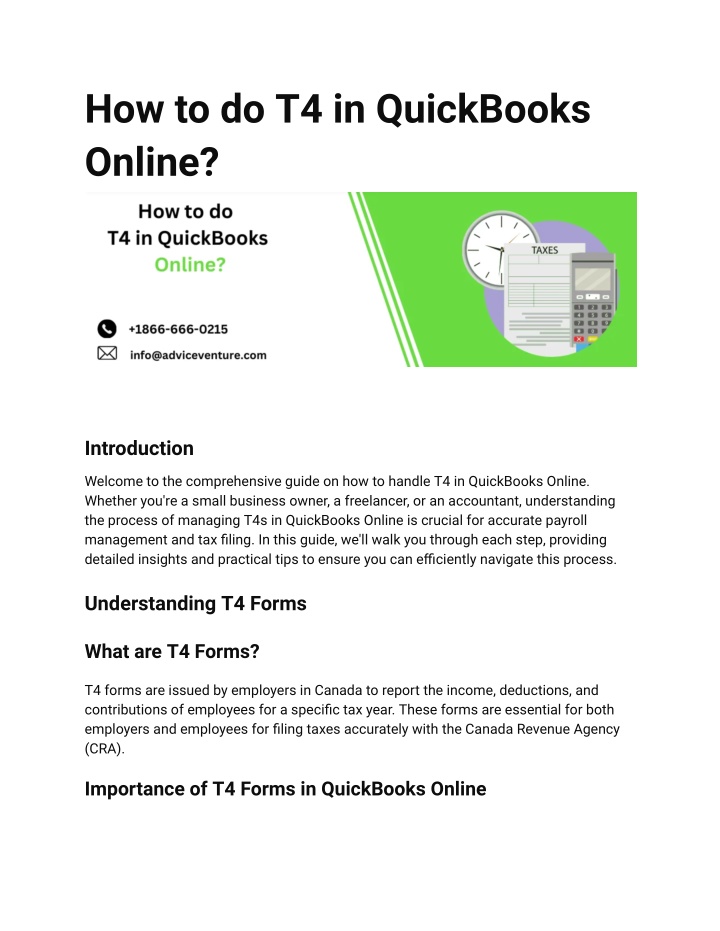 how to do t4 in quickbooks online n.w