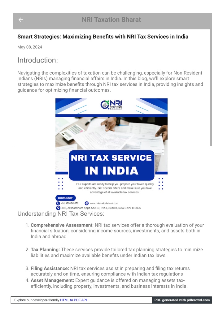 nri taxation bharat n.w