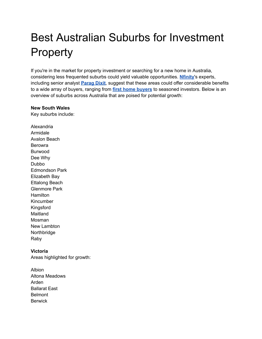 best australian suburbs for investment property l.w