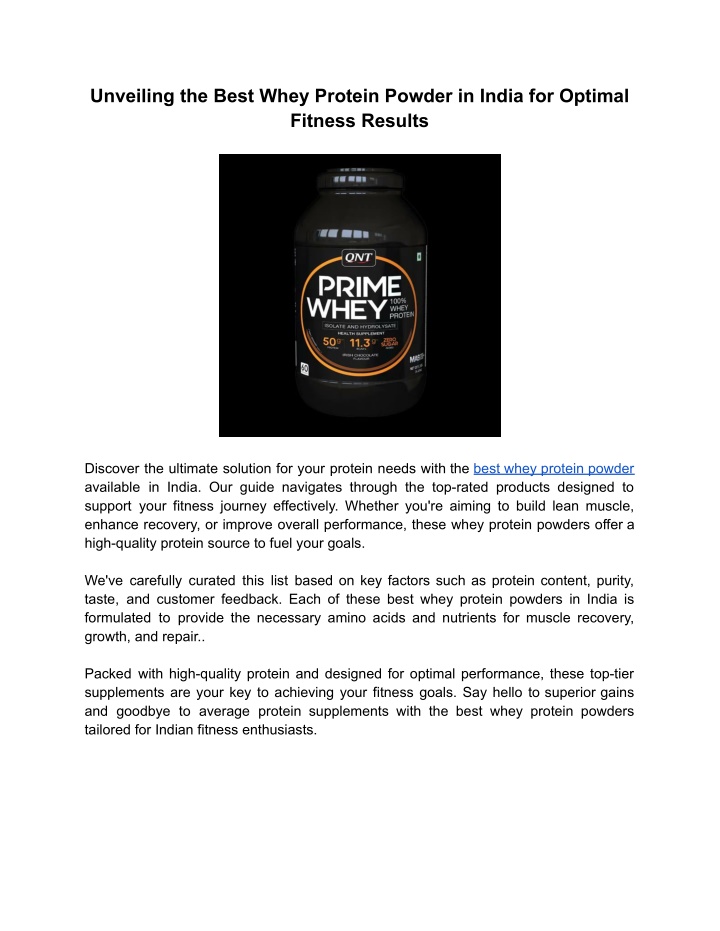 unveiling the best whey protein powder in india n.w