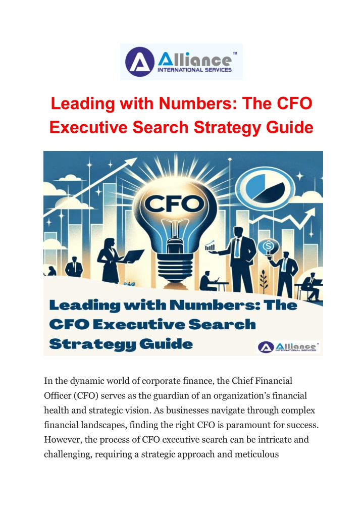 leading with numbers the cfo executive search n.w