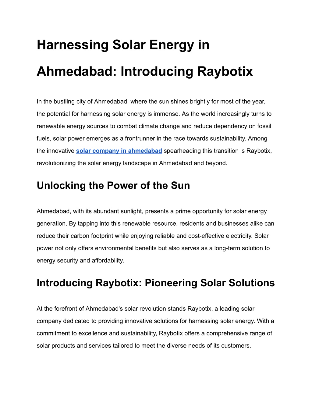 harnessing solar energy in l.w