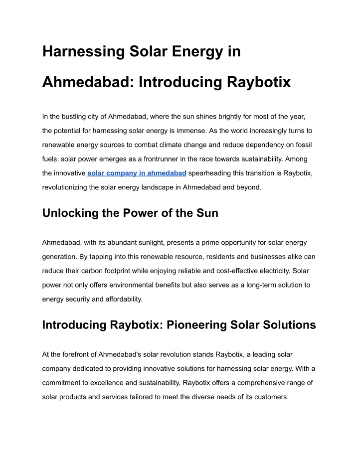 harnessing solar energy in n.w