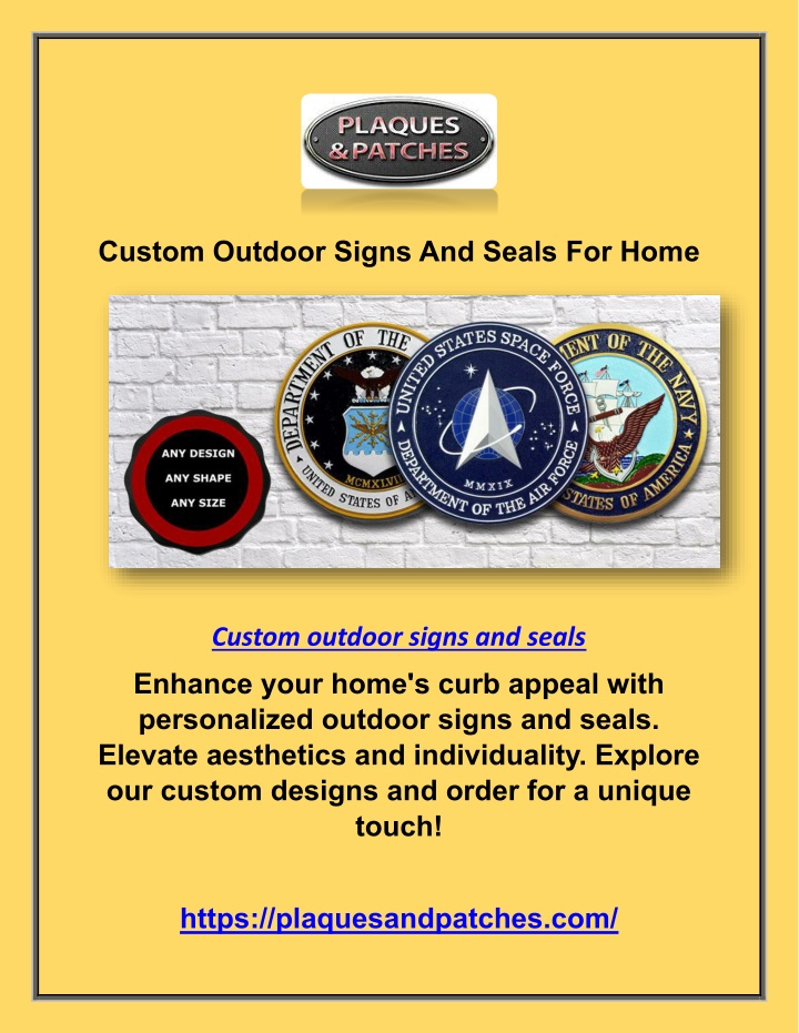 custom outdoor signs and seals for home n.w
