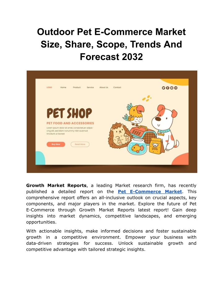 outdoor pet e commerce market size share scope n.w