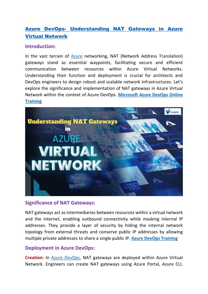 azure devops understanding nat gateways in azure n.w