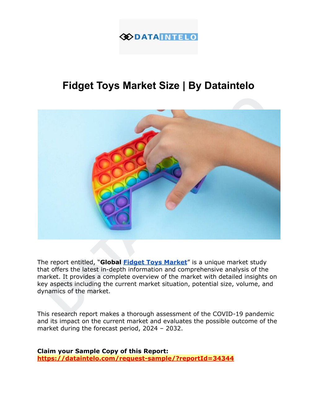 fidget toys market size by dataintelo l.w